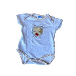 Vintage Bon bebe Baby Blue Infant Boy Embroidered Bodysuit 3-6 mo